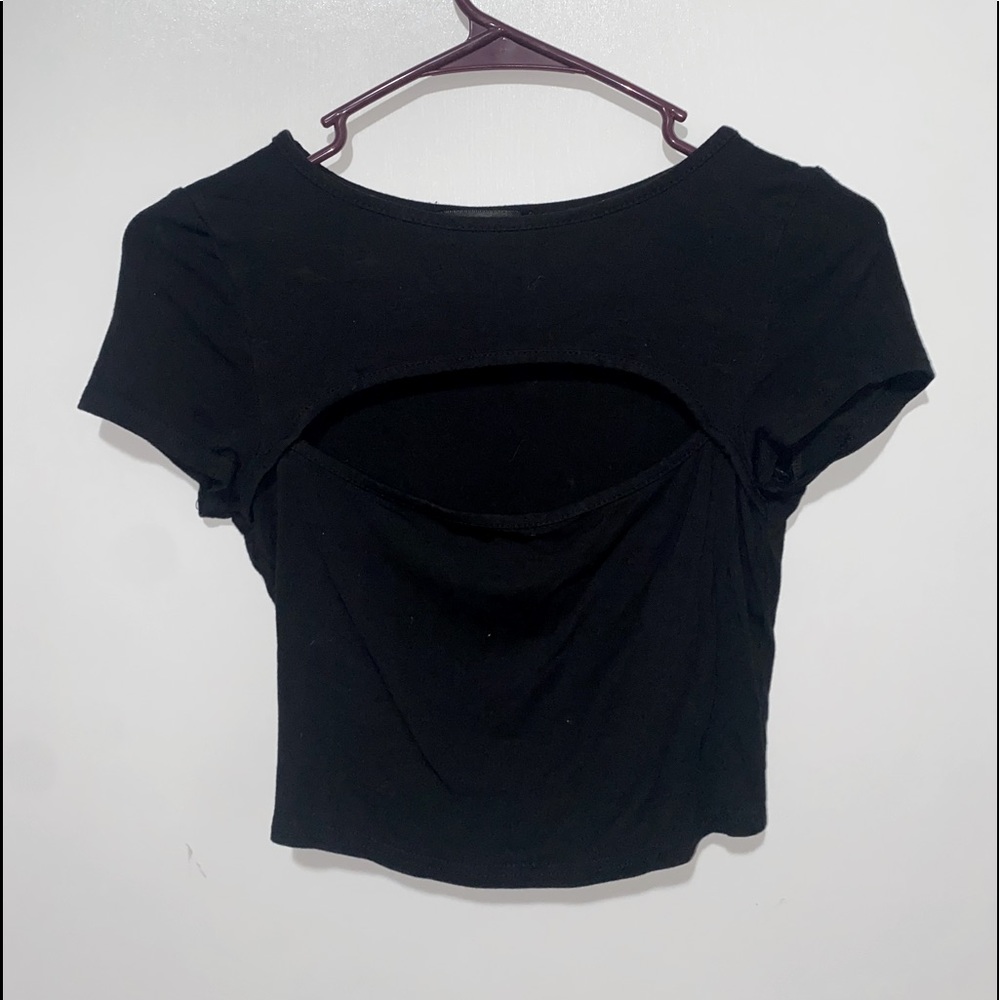 Black split crop top